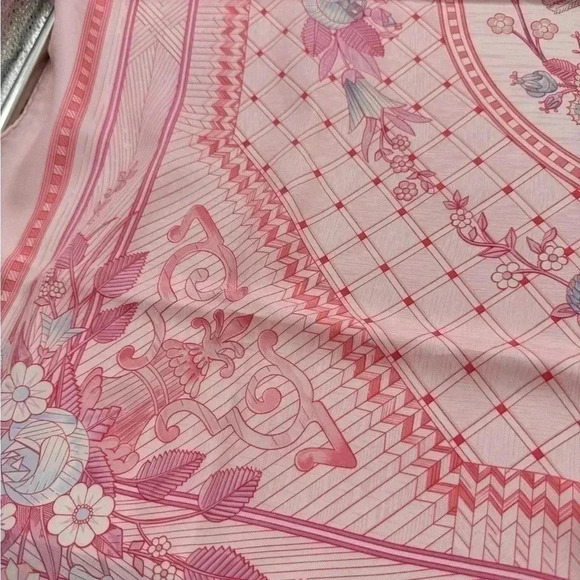 Hermes Carre 90 Jeux De Paille Scarf Pink - Picture 10 of 17